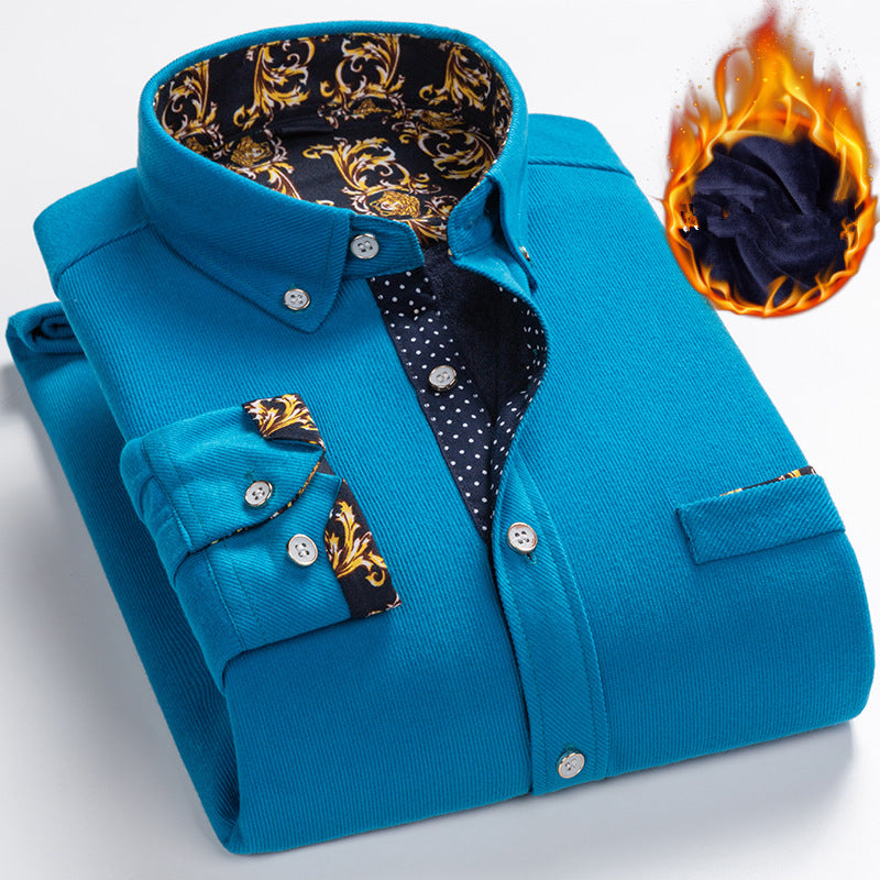 💥Miesten premium-fleecevuorillinen samettipaita - Talven lämpöä