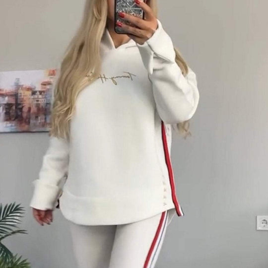 🔥Nuovo arrivo 2025 - 50% di sconto🎉Top e pantaloni casual a righe a maniche lunghe da donna con cappuccio