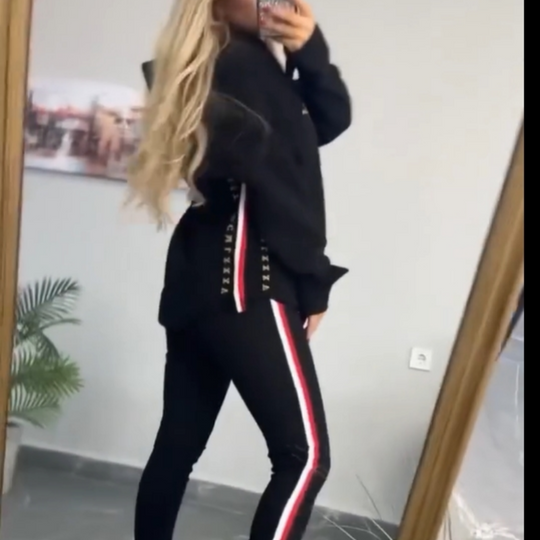 🔥Nuovo arrivo 2025 - 50% di sconto🎉Top e pantaloni casual a righe a maniche lunghe da donna con cappuccio