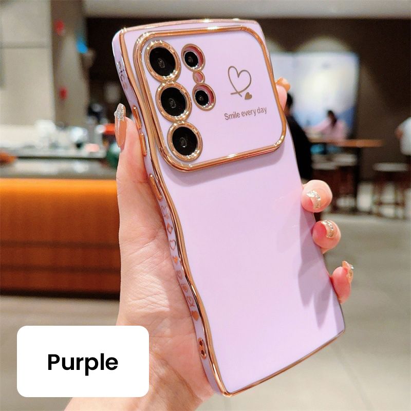 Electroplated Wavy Phone Case with Love Heart for Galaxy