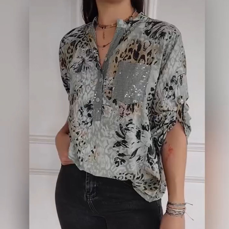 💥Hot Sales-50% OFF🍃Women's Casual Half Button Printed Shirt