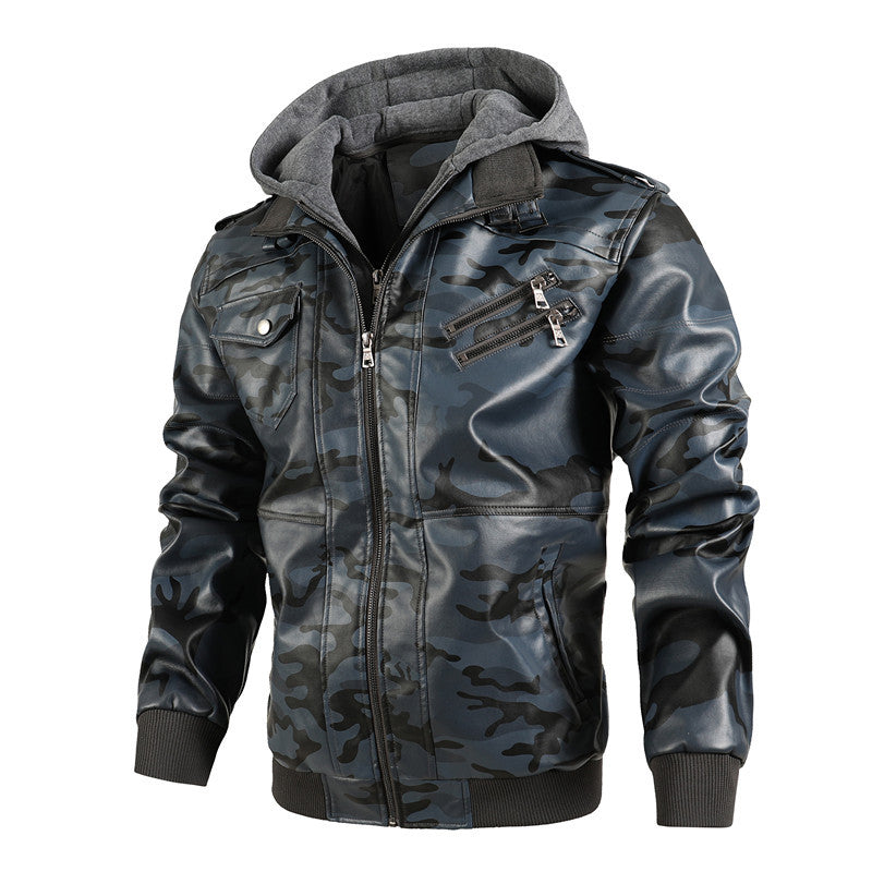 ❄️Winter Specials❄️50%OFF 💫Men's Zipper PU Leather Hooded Jacket