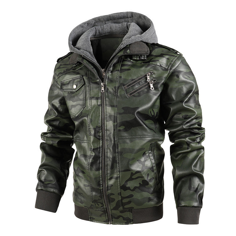 ❄️Winter Specials❄️50%OFF 💫Men's Zipper PU Leather Hooded Jacket