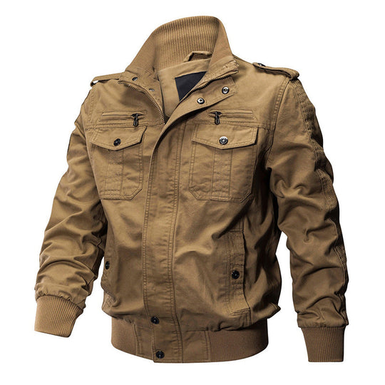 Men's Military Stand Collar Zipper Jacket