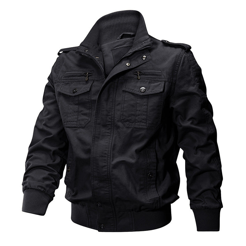 Men's Military Stand Collar Zipper Jacket