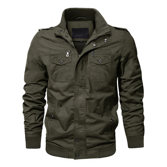 Men's Military Stand Collar Zipper Jacket