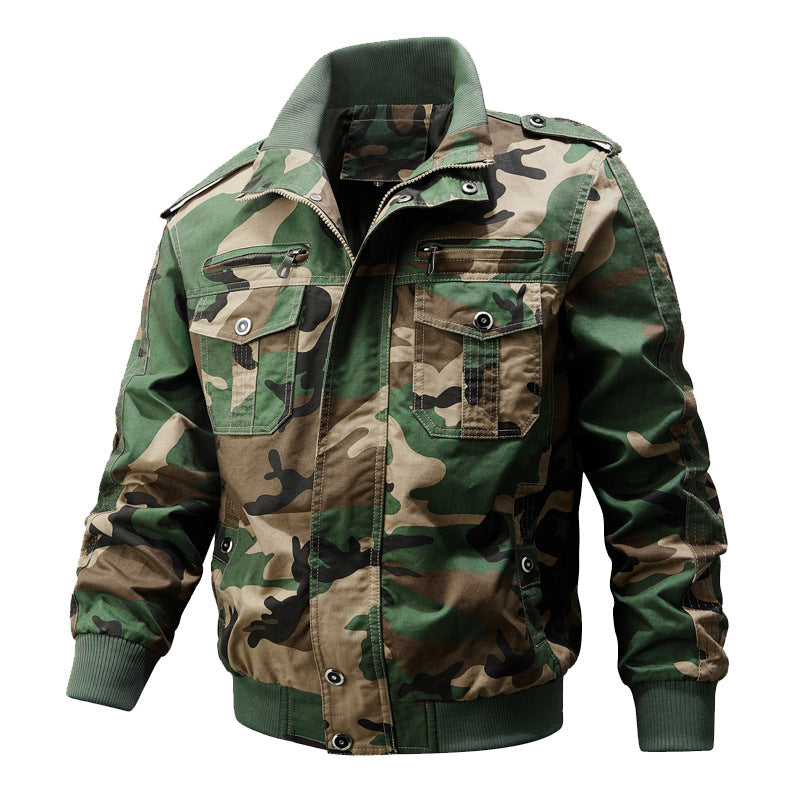 Men's Military Stand Collar Zipper Jacket