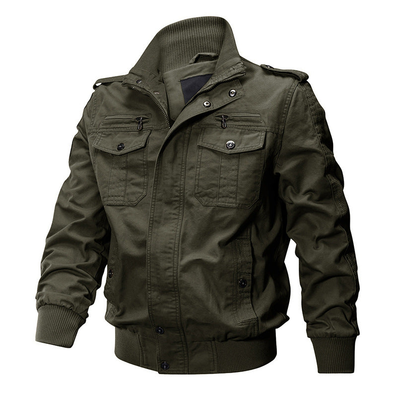 Men's Military Stand Collar Zipper Jacket