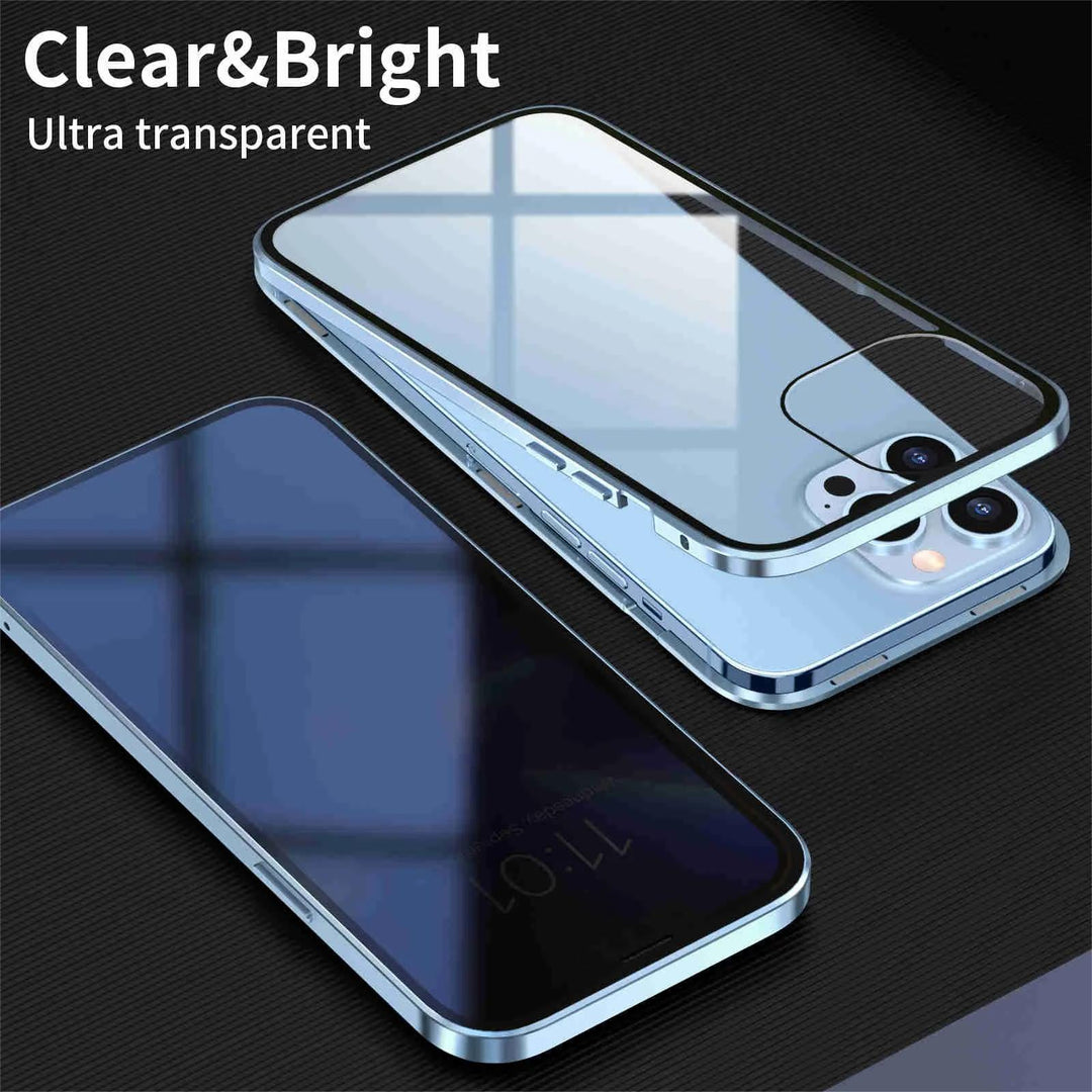 Magnetic double-sided anti-peep glass mobile phone case for iPhone