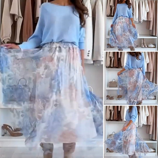 🌸Spring Specials-52%OFF 🌸Blue Set Bow Back Top & Tulle Skirt