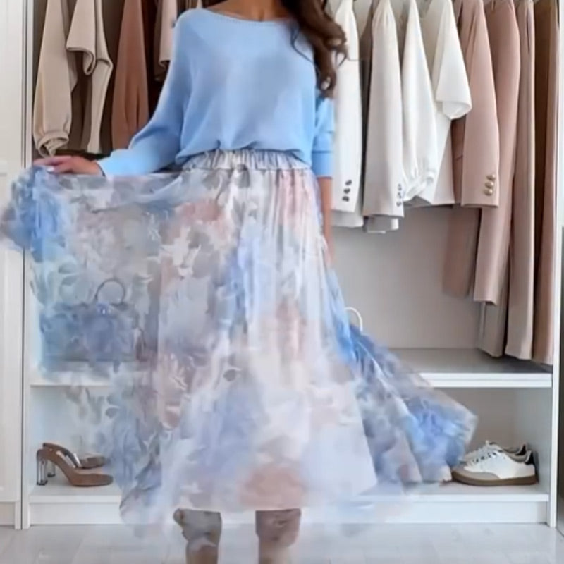 🎉Nuovi prodotti in saldo nel 2025✨Completo blu con fiocco sul retro e gonna in tulle