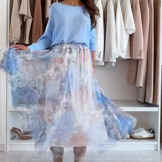🎉Nuovi prodotti in saldo nel 2025✨Completo blu con fiocco sul retro e gonna in tulle