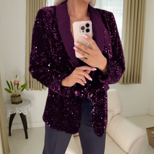 Women's Fashionable Long Sleeve Sequin Blazer