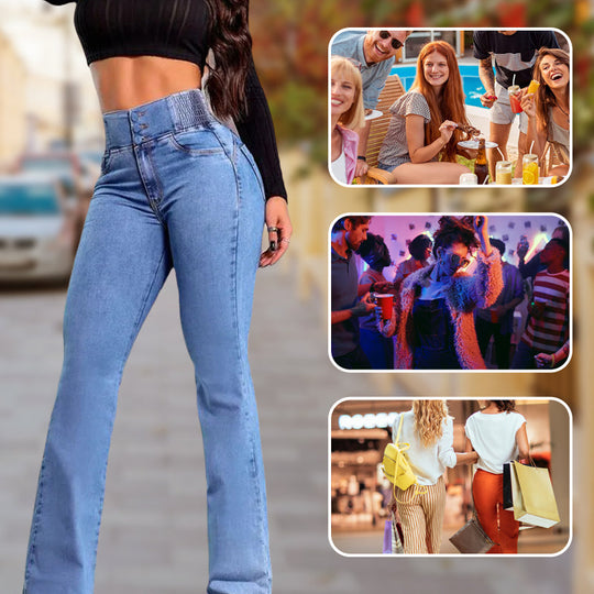 💜 LAST DAY PROMOTION - 50%OFF💜Women's Butt Lifting Bootcut Jeans High Waisted Wide Leg Baggy Jean