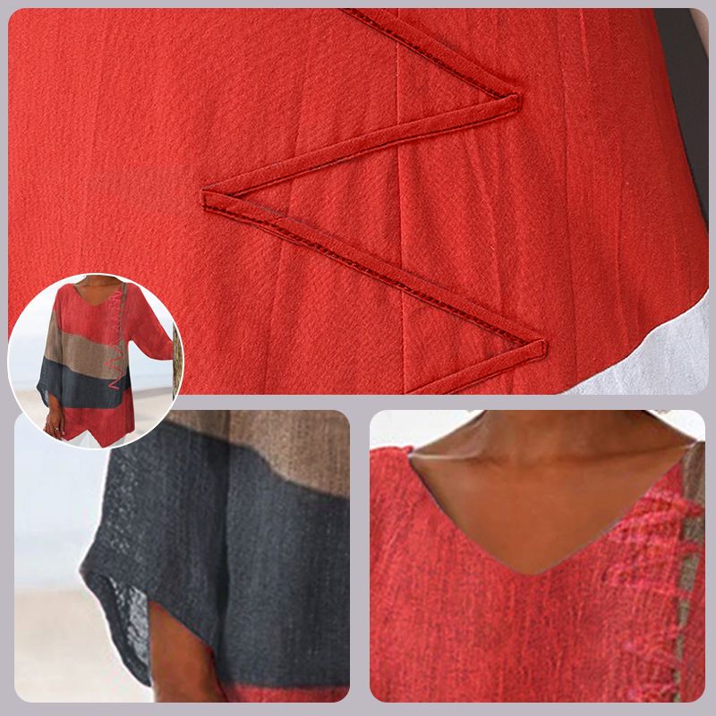 💖Women's Elegant Casual V-Neck Long Sleeve Artistic Pattern Print Top