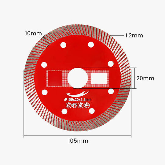 Disco di taglio a diamante rosso Ultra-tino Foglio di taglio ad alta durezza Mesh foglio ondulato adatto a marmo, ceramica, piastrelle, piastre di roccia taglio rapido in condizioni asciutte e bagnate