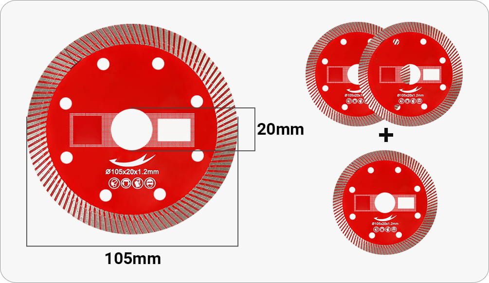 Disco di taglio a diamante rosso Ultra-tino Foglio di taglio ad alta durezza Mesh foglio ondulato adatto a marmo, ceramica, piastrelle, piastre di roccia taglio rapido in condizioni asciutte e bagnate
