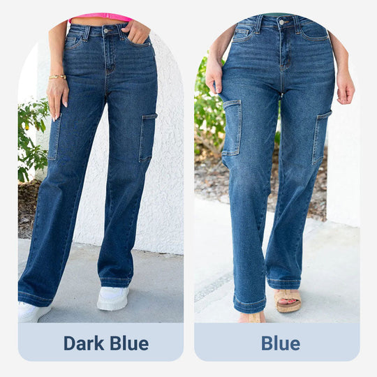 🎉Hot Sale 50% OFF🎉High Rise Cargo Wide-Leg Stretch Jeans for Women