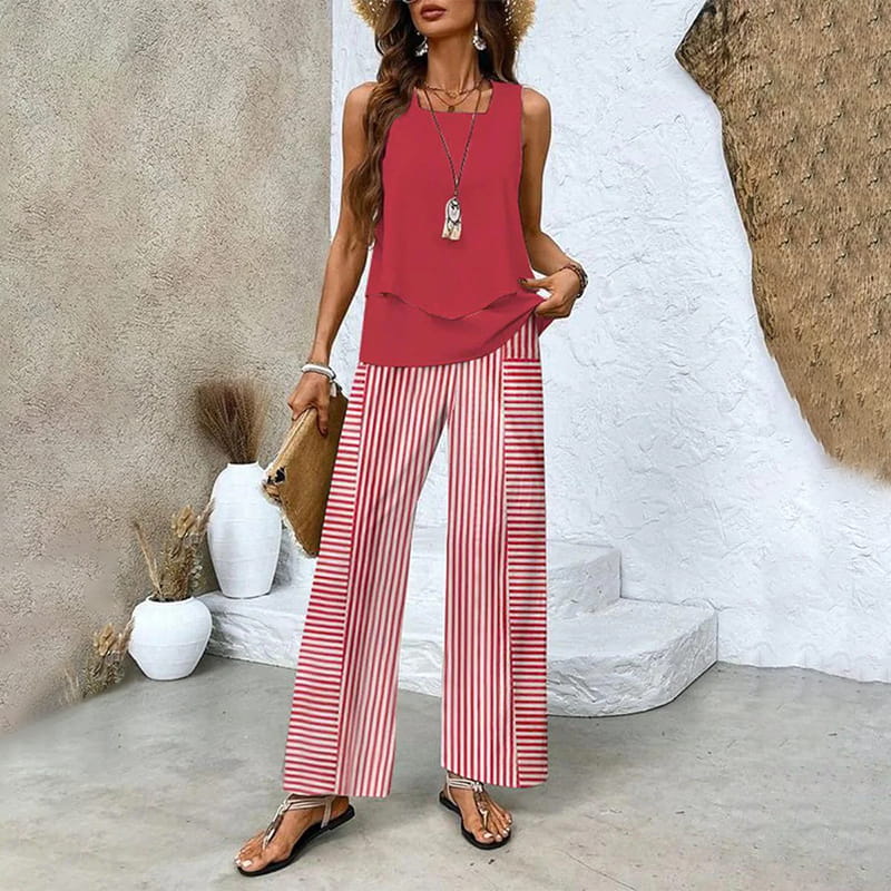 🔥 Hot Sale 50% OFF🌺Women's Trendy Print 2 Piece Outfits Sleeveless Top & Pants