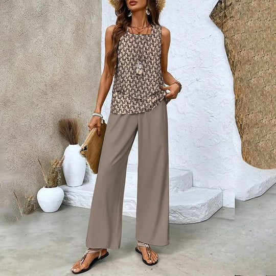 🔥 Hot Sale 50% OFF🌺Women's Trendy Print 2 Piece Outfits Sleeveless Top & Pants
