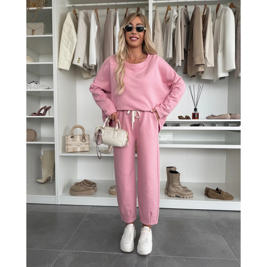 💕Limited Time 50% Off💕Solid Color Round Neck Top & Loose Pants 2-PCS Set
