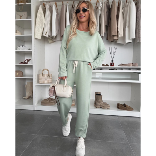 💕Limited Time 50% Off💕Solid Color Round Neck Top & Loose Pants 2-PCS Set