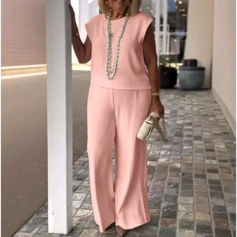 💕Limited Time 50% Off💕Women's Crew Neck Sleeveless Top and Pants Set