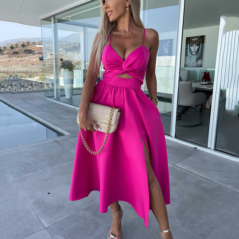 💖Begrenzter Verkauf 50 % Rabatt💖Damenkleid mit Spaghettiträgern und hohem Schlitz