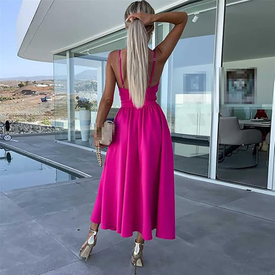 💖Begrenzter Verkauf 50 % Rabatt💖Damenkleid mit Spaghettiträgern und hohem Schlitz