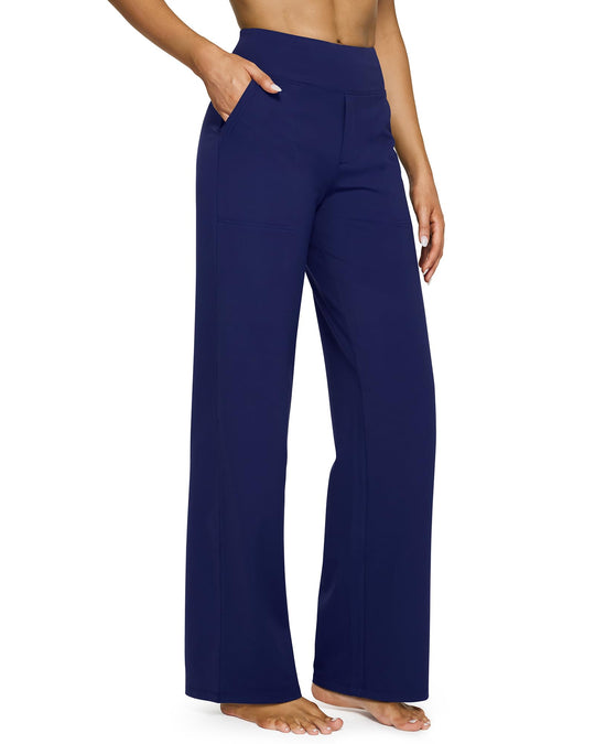 Loose High-Waist Business Casual Pants Yoga Pants Women Wide Leg Pants with Pockets Comfortable Athletic Sweatpants Outdoorfun