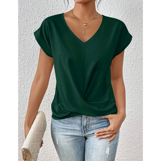 💥BIG SALE💷Best Price👚Casual Short Sleeve Elegant V-neck Twist Tee