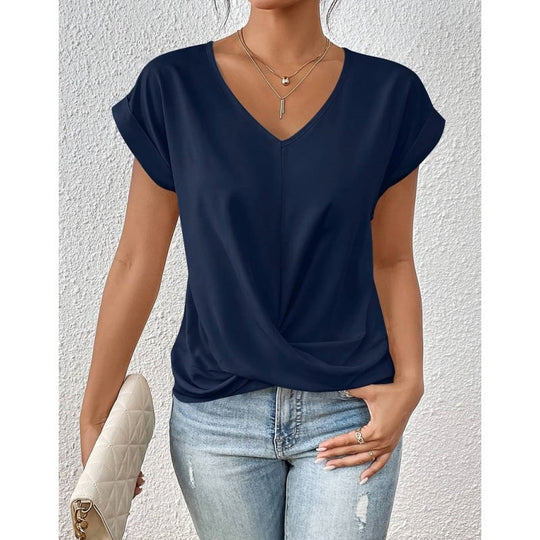 💥BIG SALE💷Best Price👚Casual Short Sleeve Elegant V-neck Twist Tee