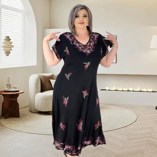 🌸Plus Size V Neck Flowy Midi Dress