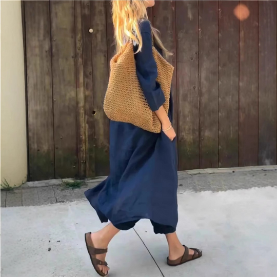 Women's Summer Loose Pocket V-Neck 2-Piece Set