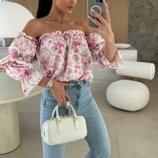 🌸🌸🌸Floral Print Smocked Off-the-Shoulder Top🌸🌸🌸