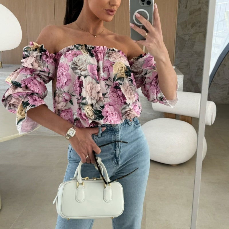 🌸🌸🌸Floral Print Smocked Off-the-Shoulder Top🌸🌸🌸