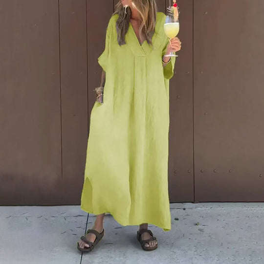 🔥מבצע חם 50% הנחה👗שמלת צווארון V זורמת קז'ואל לנשים