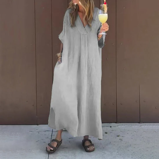 🔥מבצע חם 50% הנחה👗שמלת צווארון V זורמת קז'ואל לנשים