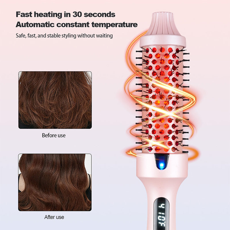 Home Electric Curling Iron & Hair Straightening Comb With LED Display, 300℉-420℉ for Different Hair Types, 120-240V Universal Voltage