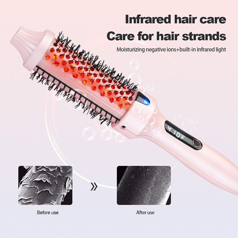 Home Electric Curling Iron & Hair Straightening Comb With LED Display, 300℉-420℉ for Different Hair Types, 120-240V Universal Voltage