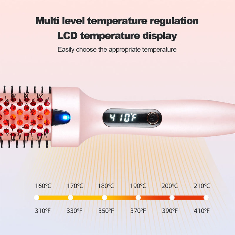Home Electric Curling Iron & Hair Straightening Comb With LED Display, 300℉-420℉ for Different Hair Types, 120-240V Universal Voltage