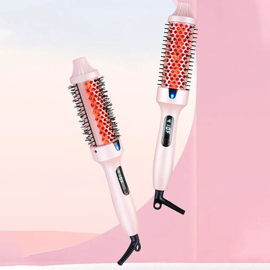 Home Electric Curling Iron & Hair Straightening Comb With LED Display, 300℉-420℉ for Different Hair Types, 120-240V Universal Voltage