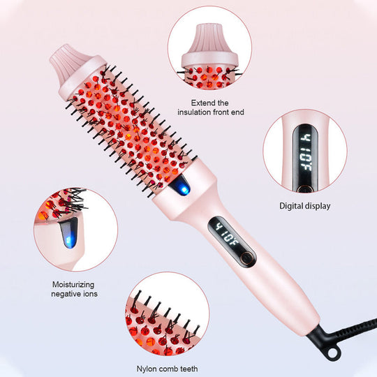 Home Electric Curling Iron & Hair Straightening Comb With LED Display, 300℉-420℉ for Different Hair Types, 120-240V Universal Voltage