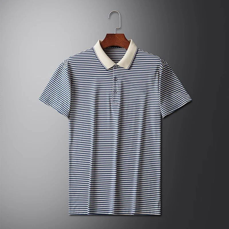👕Men's Business Casual Striped Breathable Lapel T-Shirt