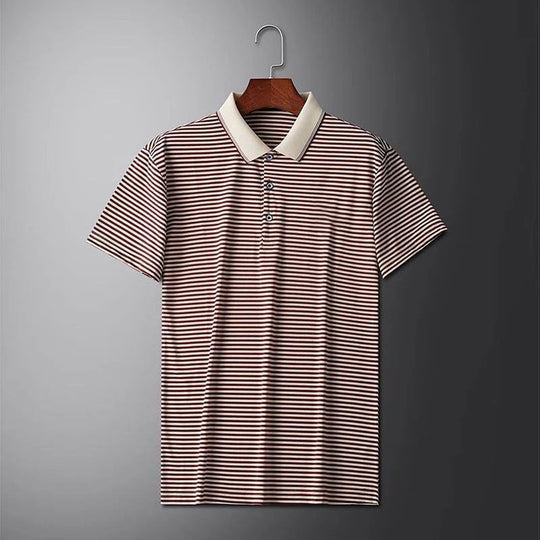 👕Men's Business Casual Striped Breathable Lapel T-Shirt