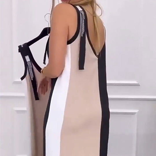 🌸Spring Specials💐 V-Neck Color Blocked Sleeveless Knit Dress