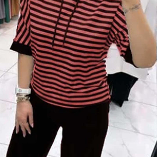 💕Venta limitada 50% de descuento💕Conjunto de top de rayas y pantalón liso para mujer