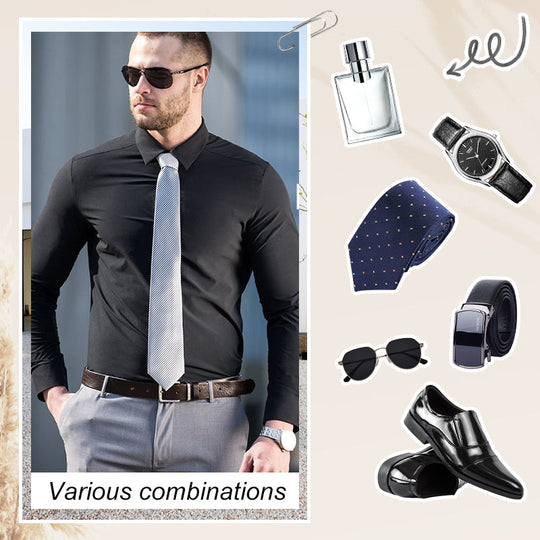 Camicia elastica solida con rughe setose da uomo