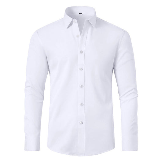 Camicia elastica solida con rughe setose da uomo