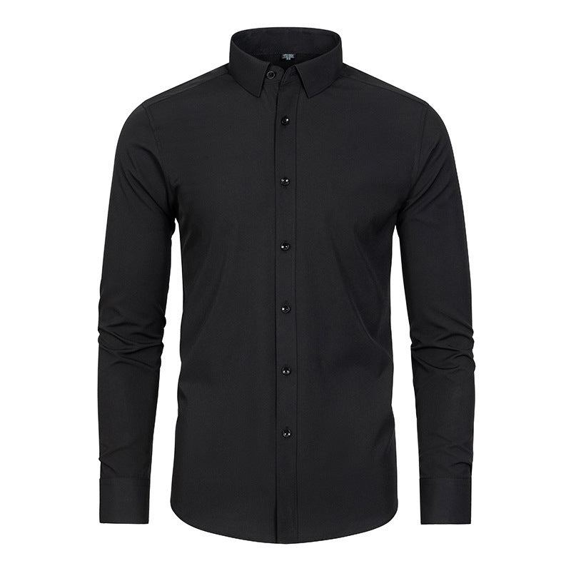Camicia elastica solida con rughe setose da uomo